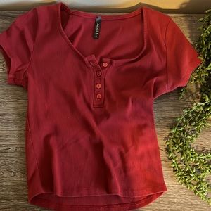 Red ribbed crop top
